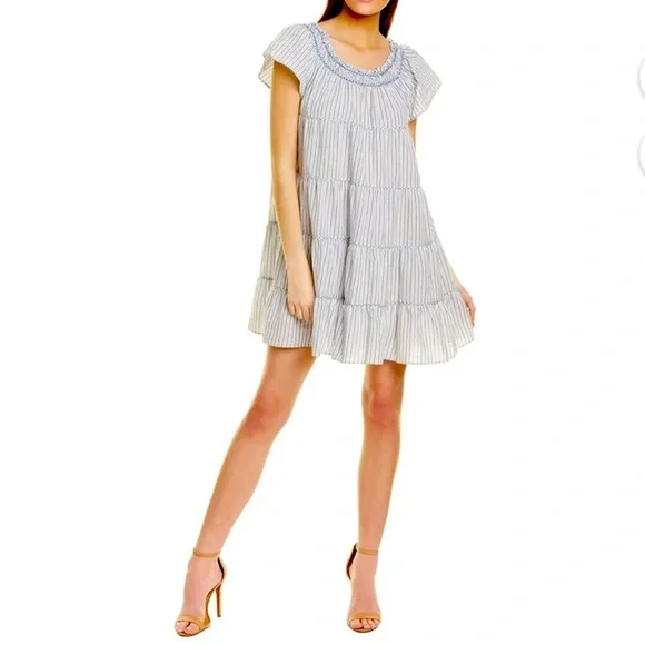 Max Studio NEW!!!! Yarn Dye Smocked Mini Dress Small - Picture 1 of 7